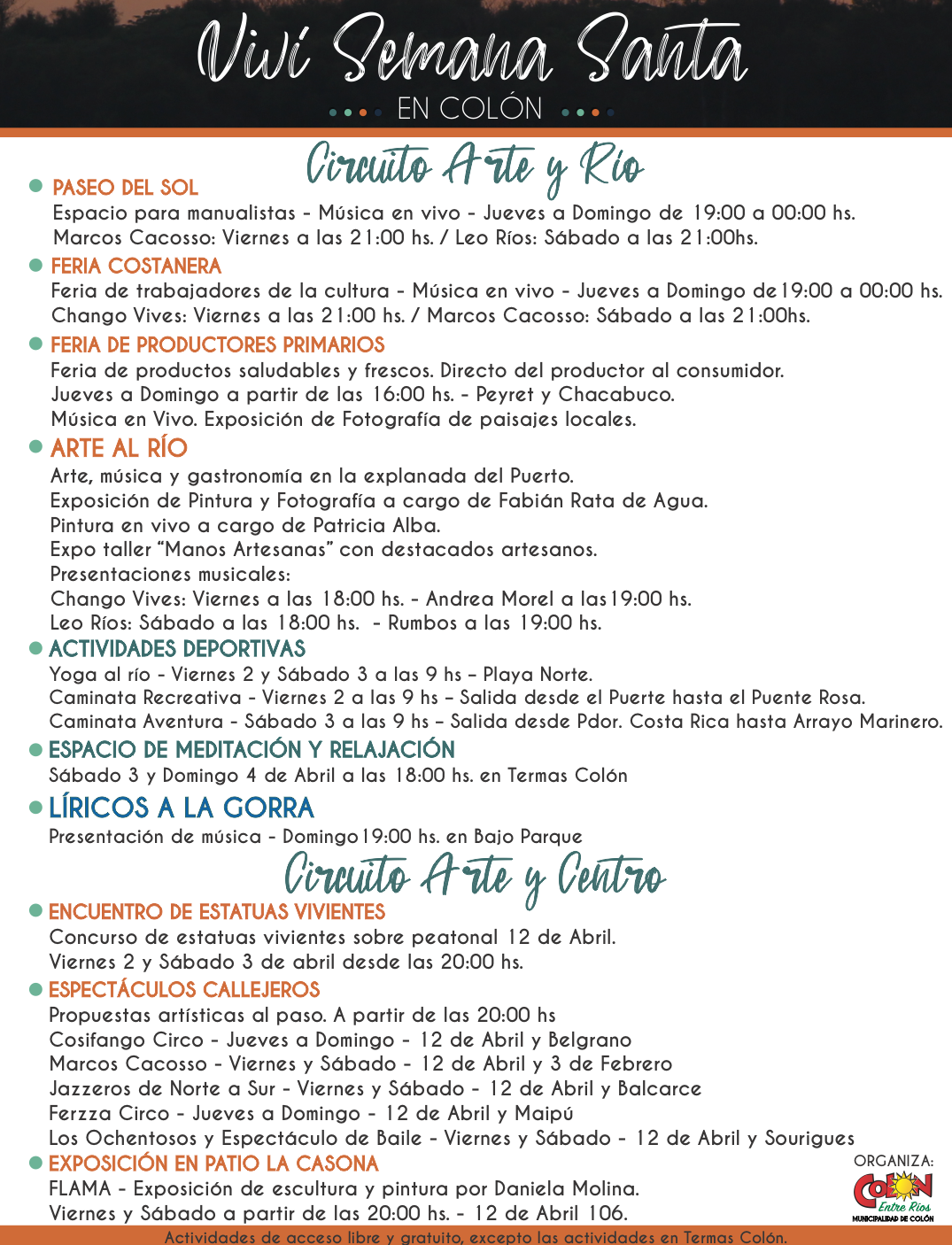 Programación de actividades y atractivos para el fin de semana de ...